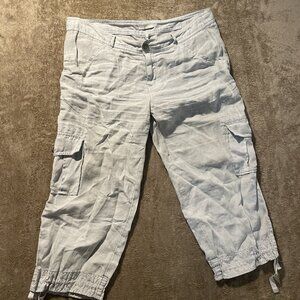 REVOLVE Joie Capris Womens 8 100% Linen Beige Pants Pockets Casual Lightweight